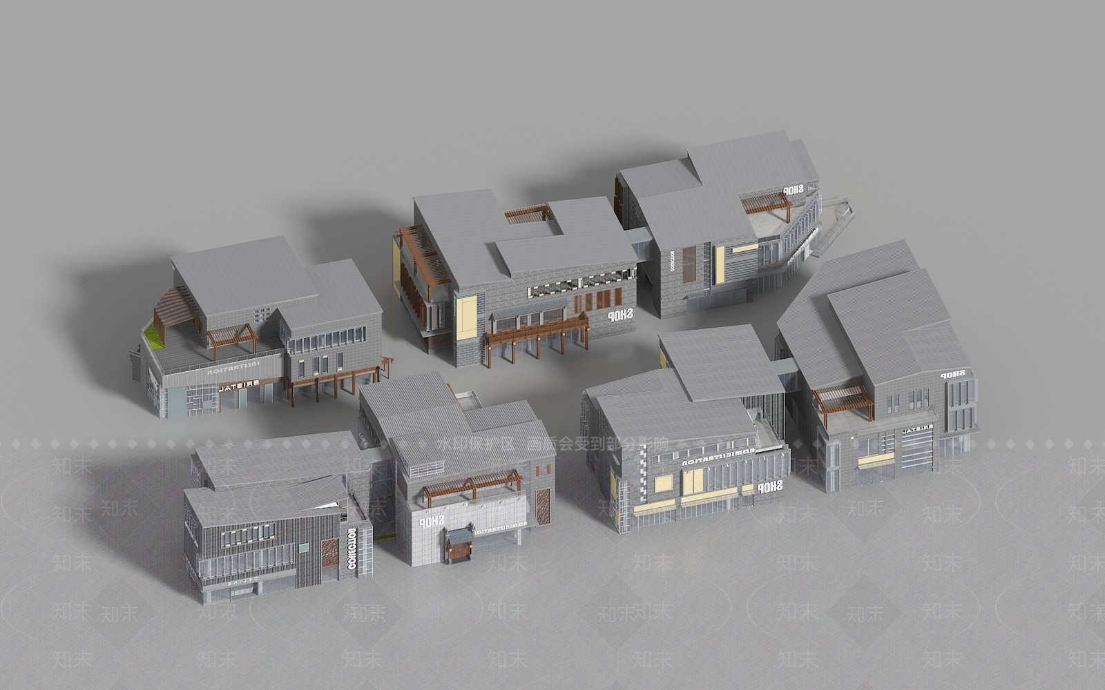现代商业街3D模型下载【ID:1161958839】