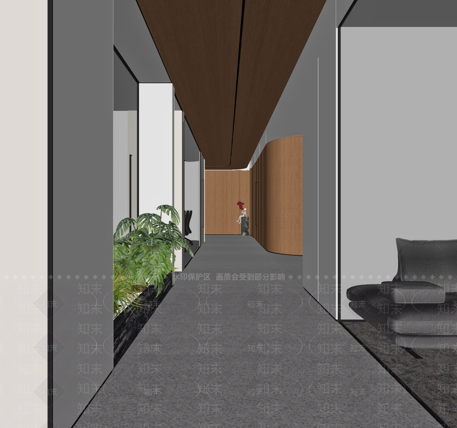 现代办公区过道SU模型下载【ID:1161959060】