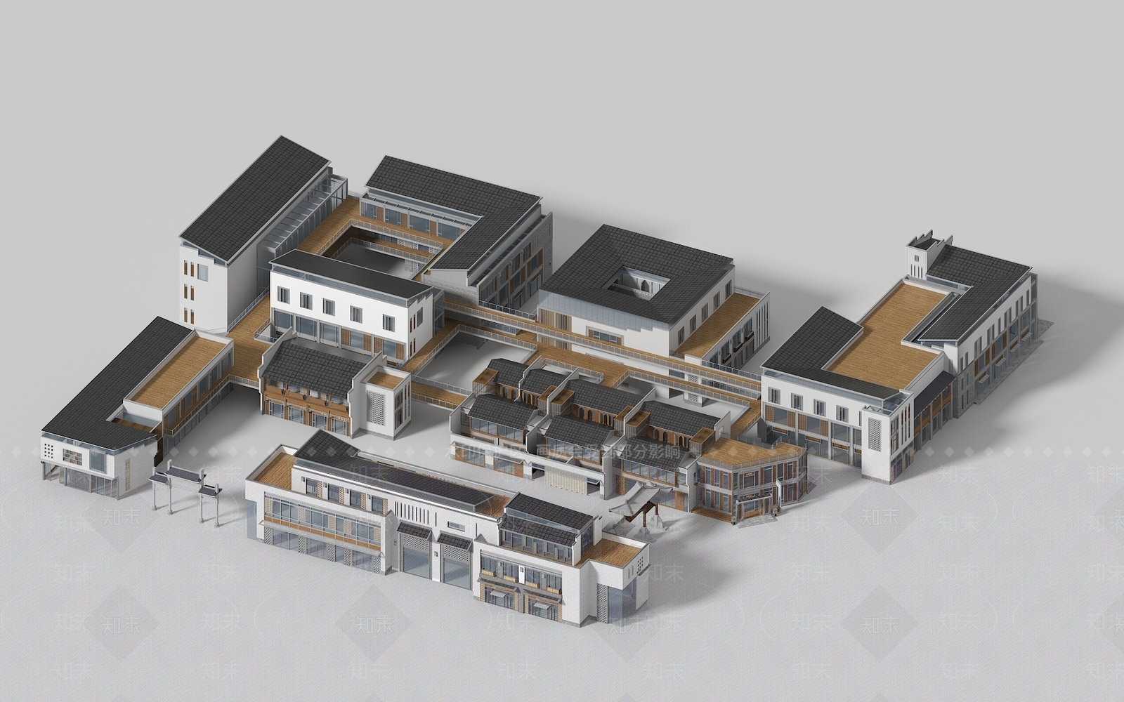 中式商业街3D模型下载【ID:1161960561】
