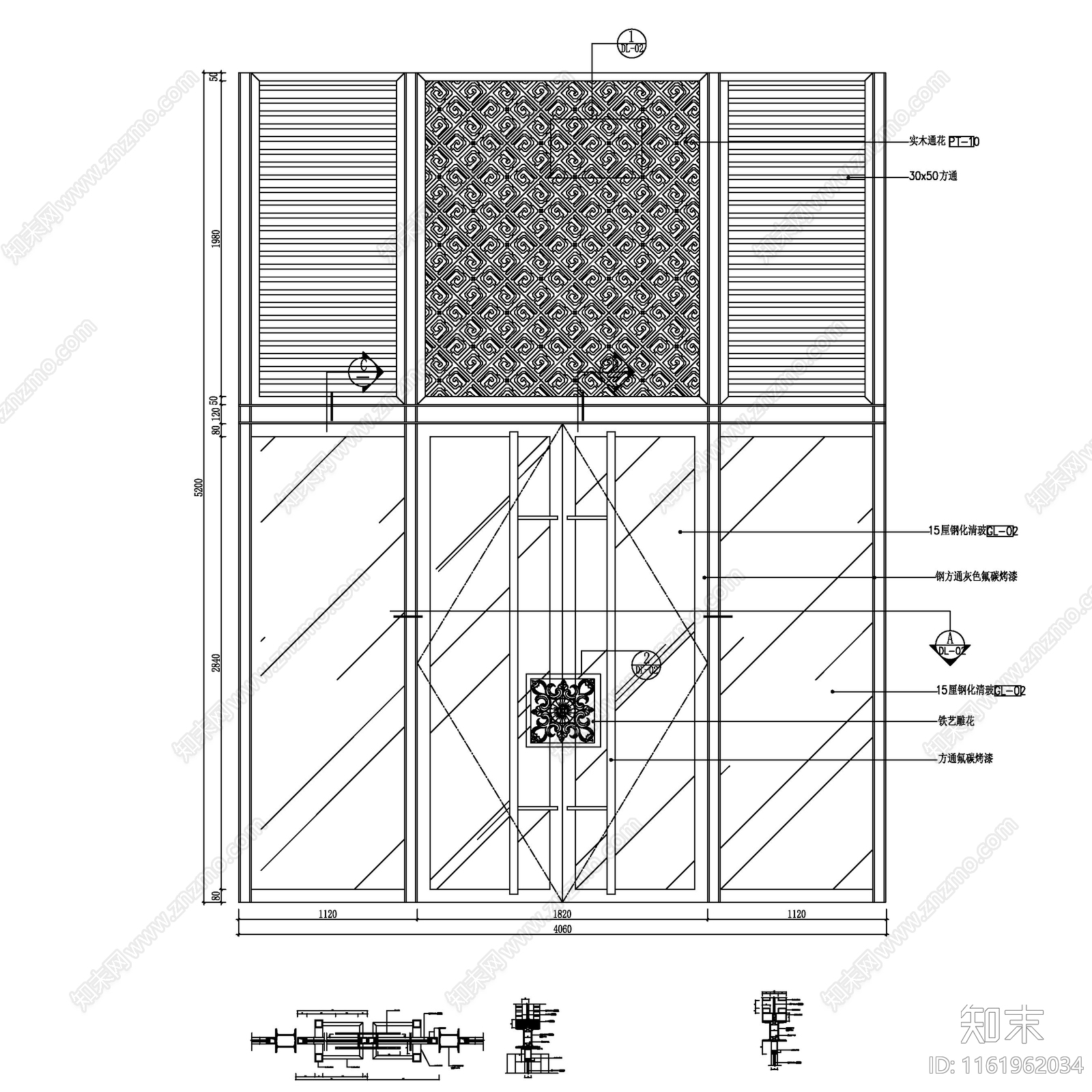 地弹簧玻璃门cad施工图下载【ID:1161962034】