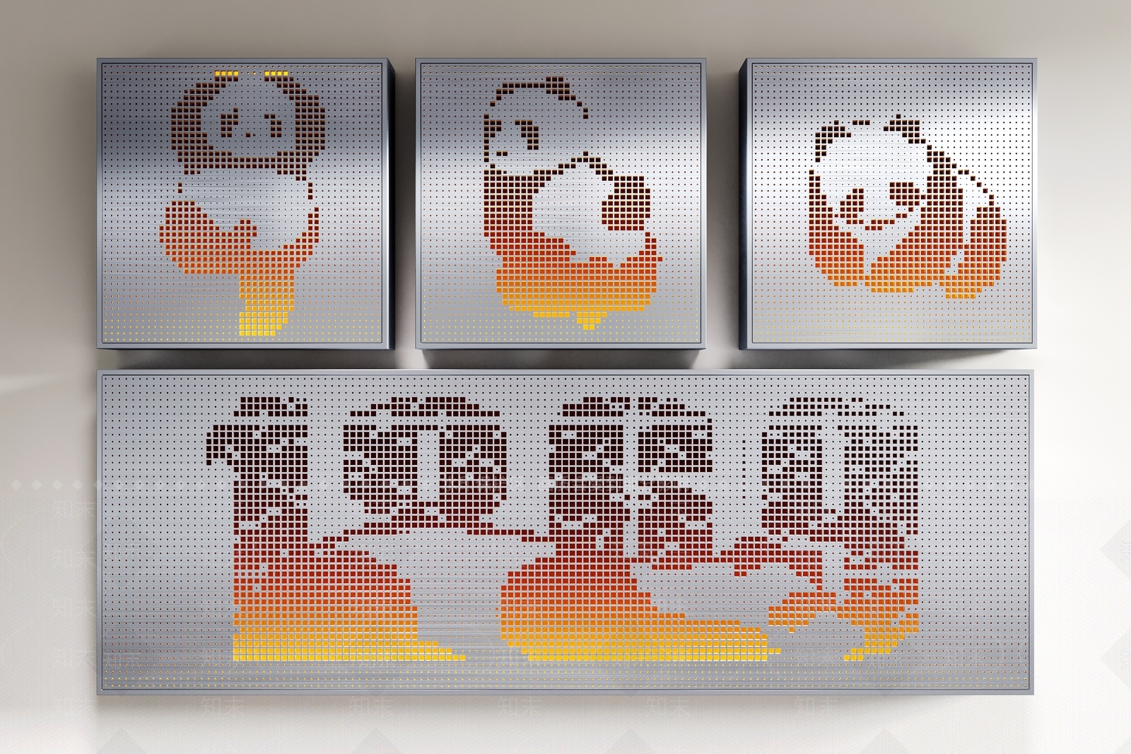 熊猫艺术穿孔板SU模型下载【ID:1161963343】