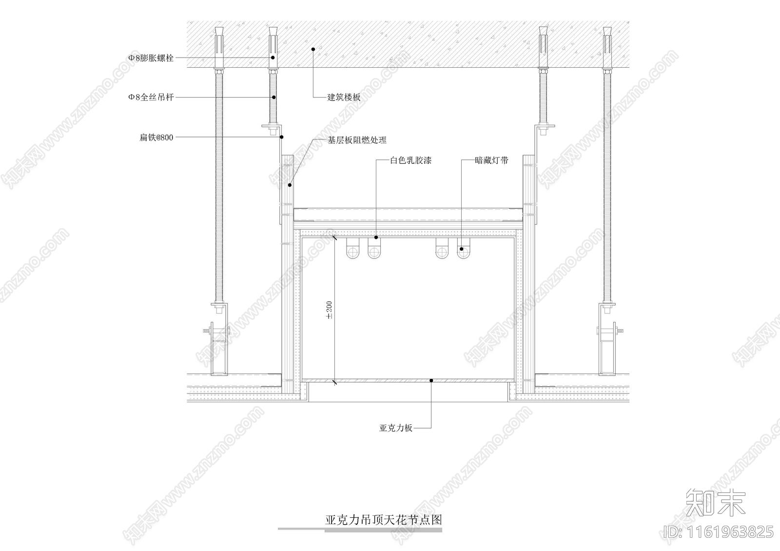 亚克力暗藏灯天花吊顶节点详图大样图施工图下载【ID:1161963825】