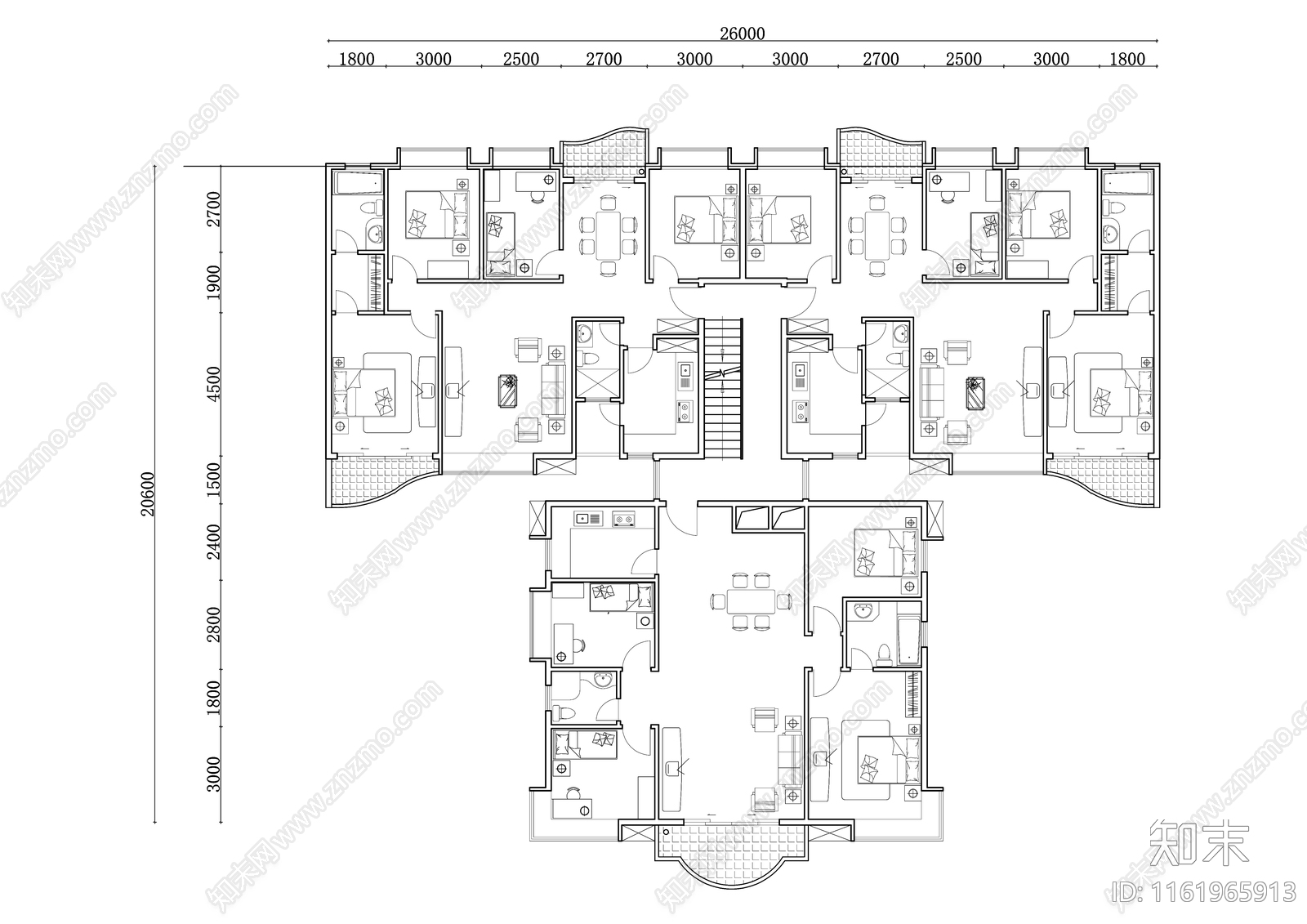 433m²公寓住宅平面设计图纸cad施工图下载【ID:1161965913】