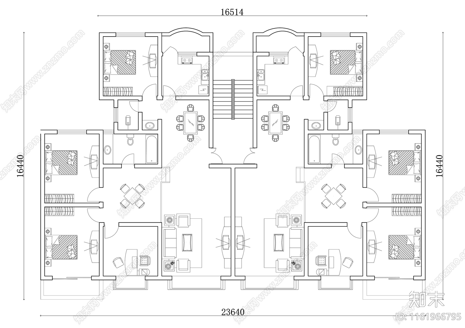 343m²公寓住宅平面设计图纸cad施工图下载【ID:1161966795】