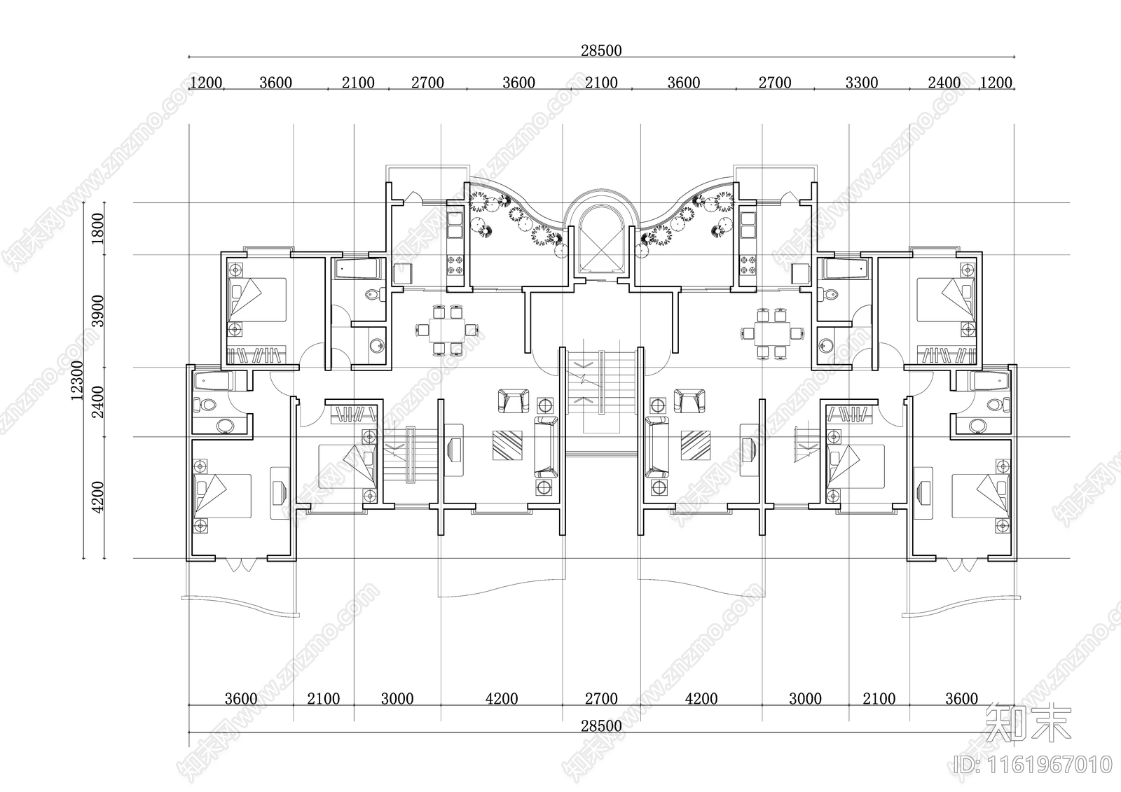 333m²公寓住宅平面设计图纸cad施工图下载【ID:1161967010】