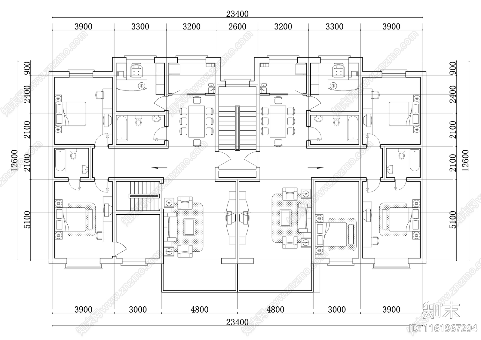 330m²公寓住宅平面设计图纸cad施工图下载【ID:1161967294】