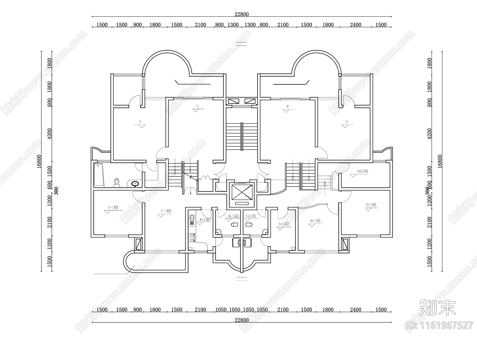 326m²公寓住宅平面设计图纸施工图下载【ID:1161967527】