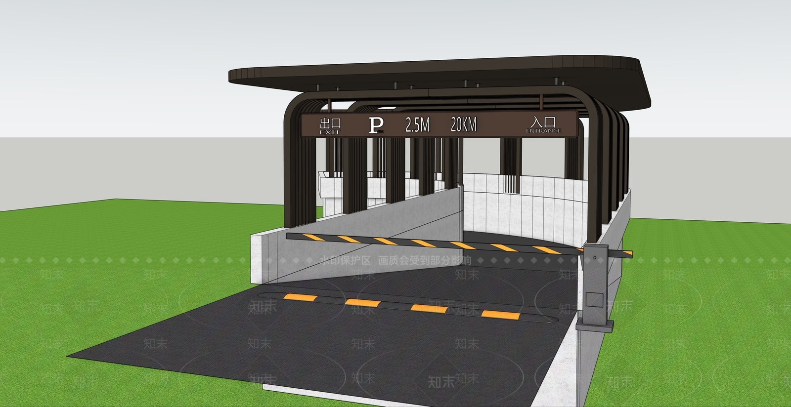 地下车库入口SU模型下载【ID:1161968115】
