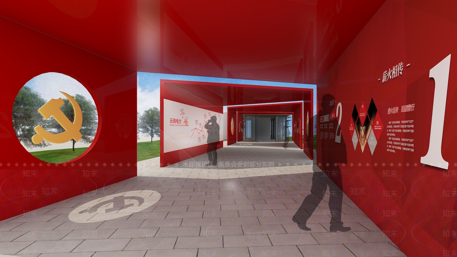 党建连廊3D模型下载【ID:1161969415】