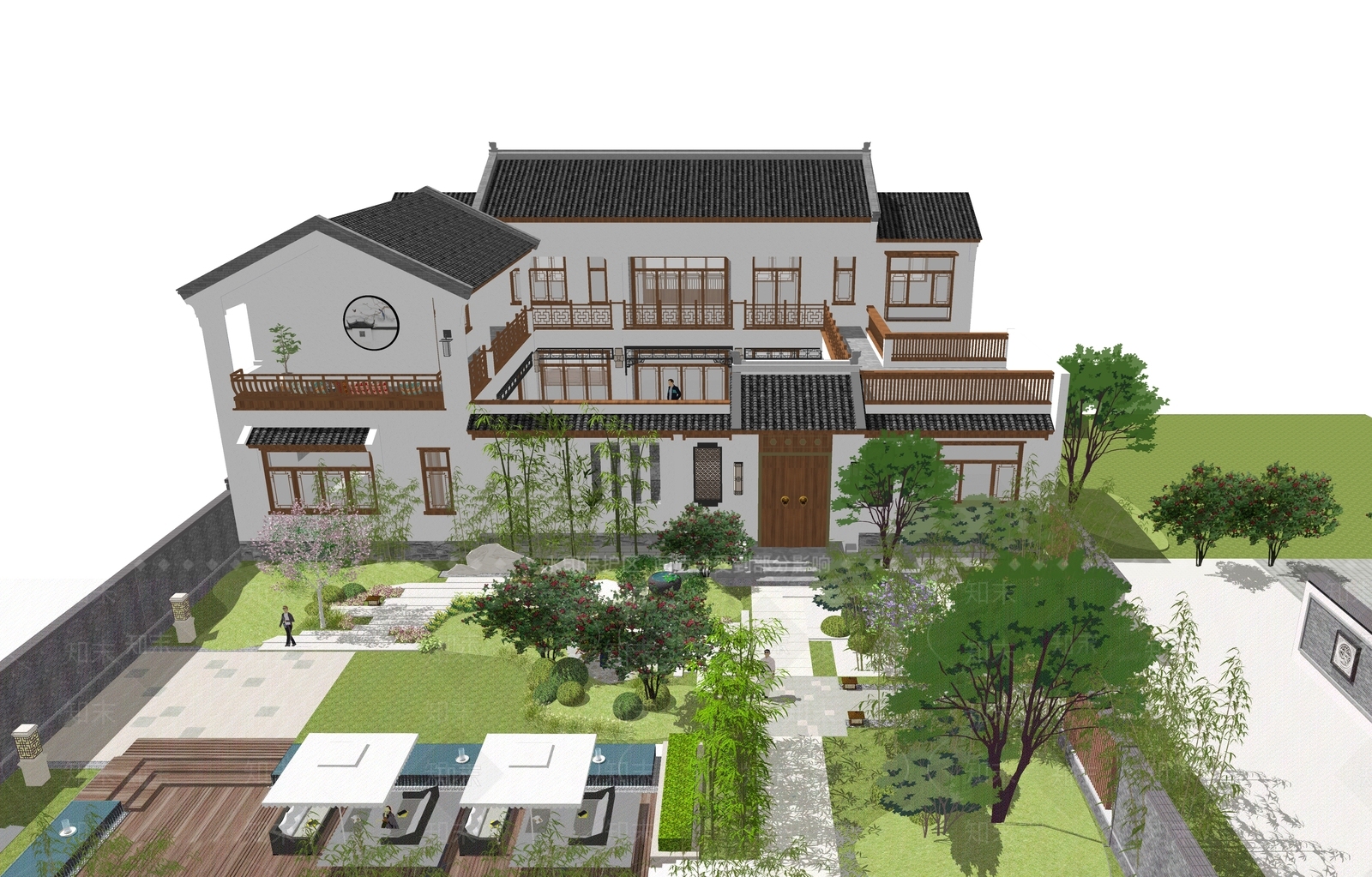新中式四合院SU模型下载【ID:1161970000】