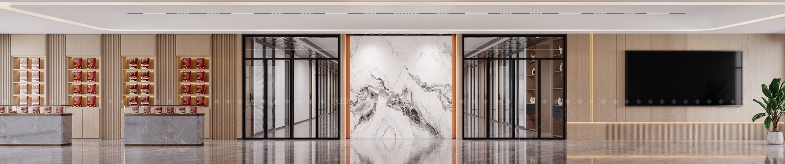 现代办公过道3D模型下载【ID:1161970529】