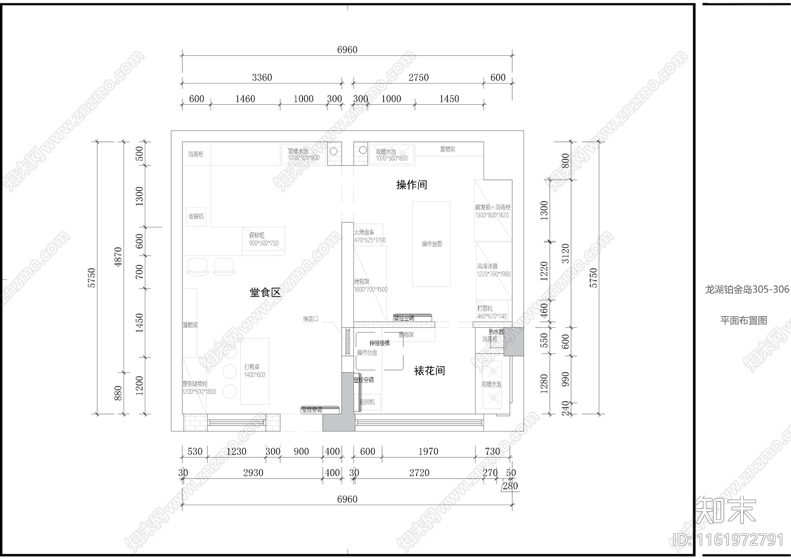 面包店装修图施工图下载【ID:1161972791】