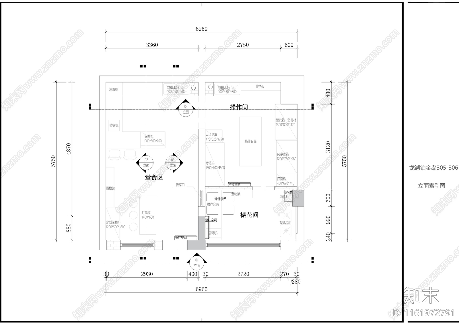 面包店装修图施工图下载【ID:1161972791】