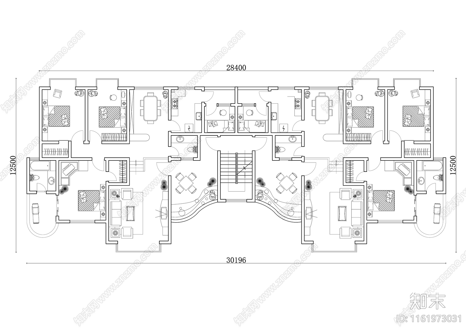 314m²公寓住宅平面设计图纸cad施工图下载【ID:1161973031】