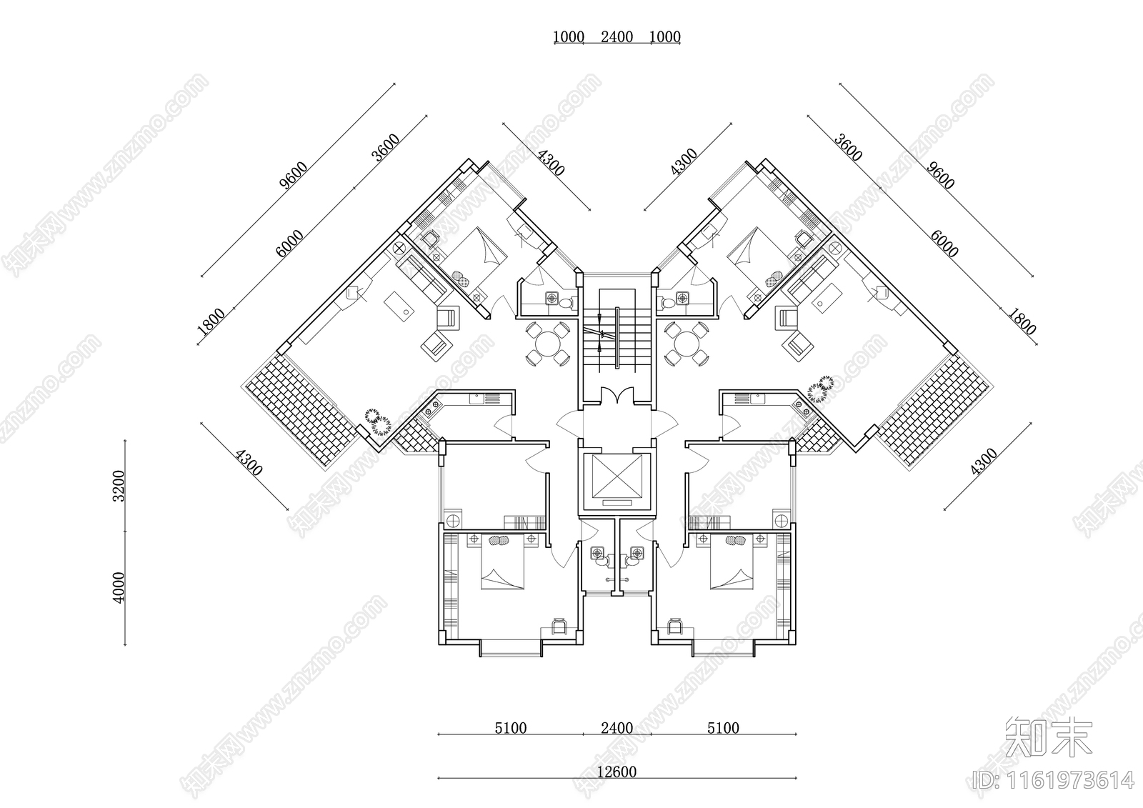 258m²公寓住宅平面设计图纸cad施工图下载【ID:1161973614】