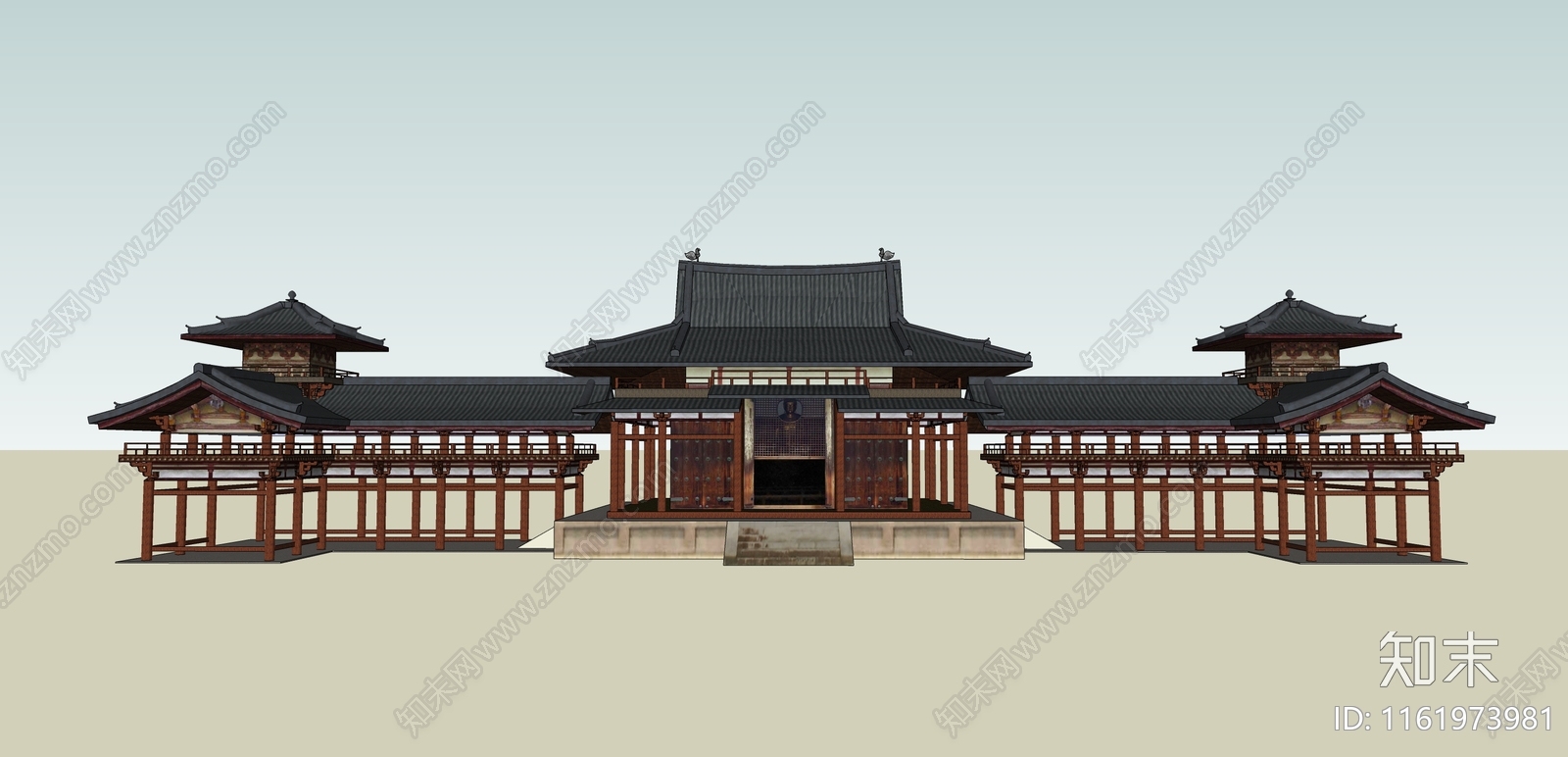 寺庙古建筑SU模型下载【ID:1161973981】