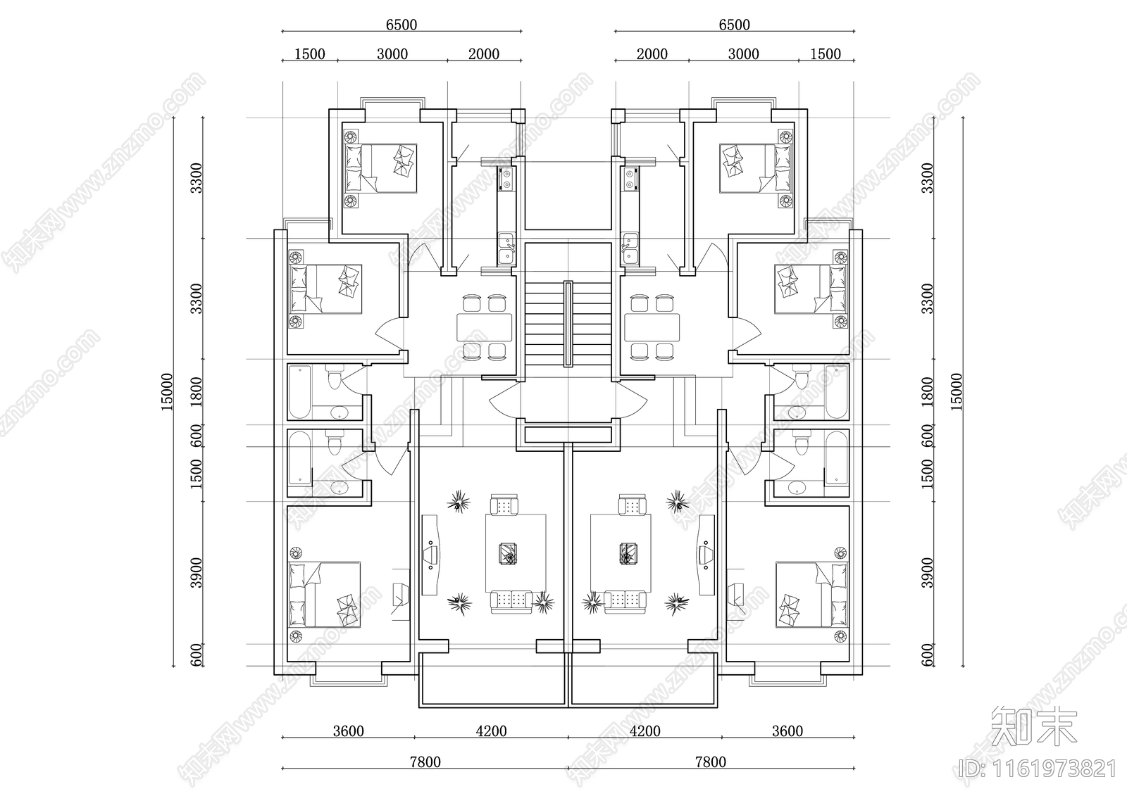 243m²公寓住宅平面设计图纸cad施工图下载【ID:1161973821】