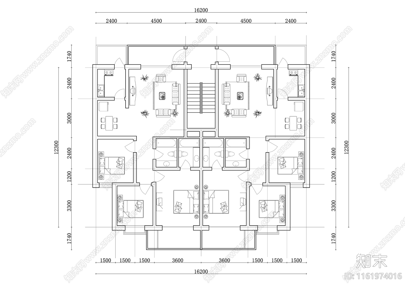 235m²公寓住宅平面设计图纸cad施工图下载【ID:1161974016】