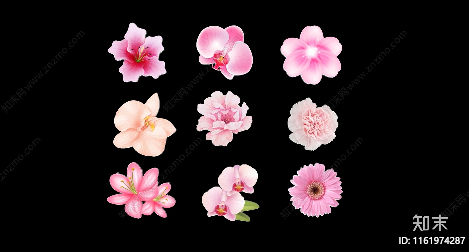 2D手绘唯美小清新花卉花朵植物剪影SU模型下载【ID:1161974287】