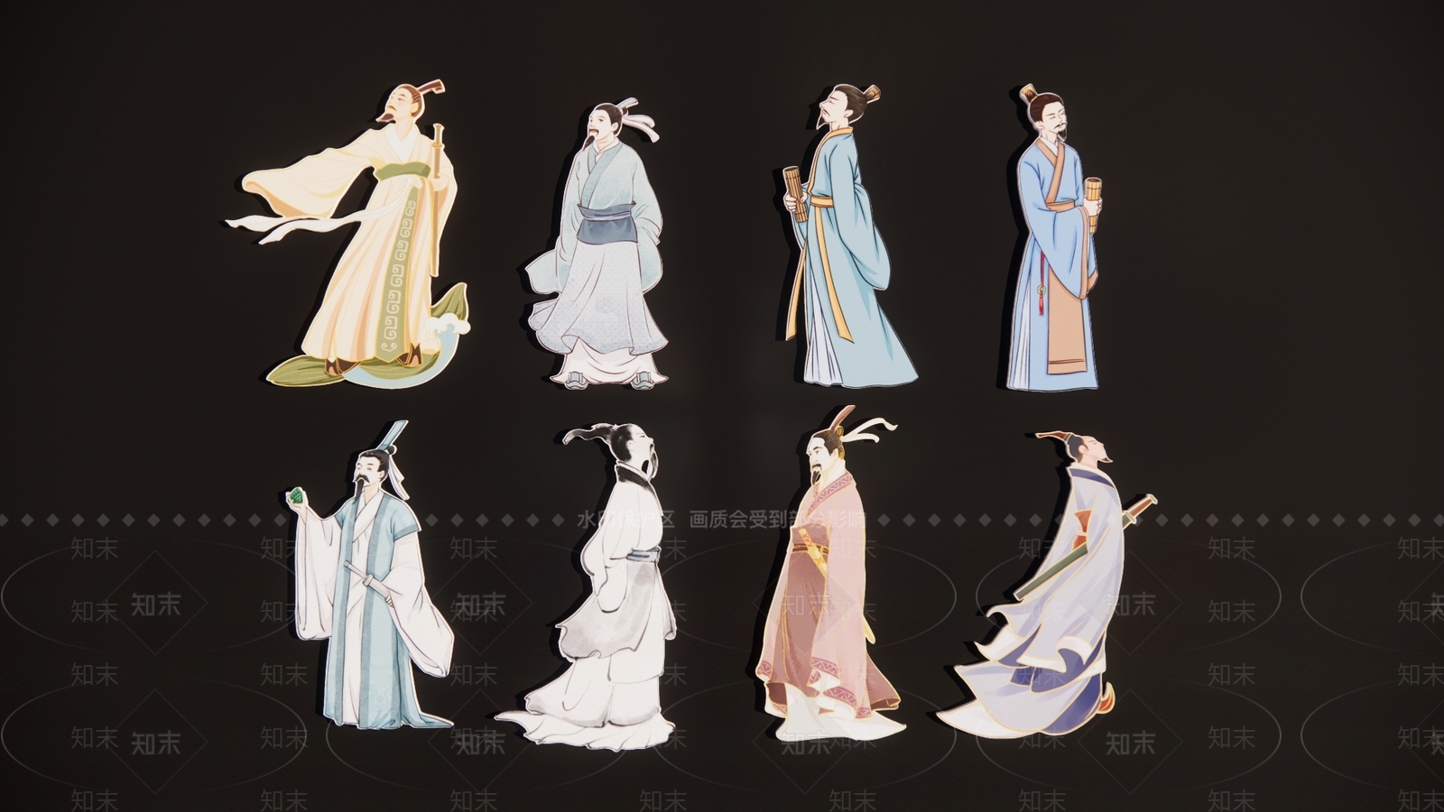 2D古代人物屈原剪影SU模型下载【ID:1161974512】