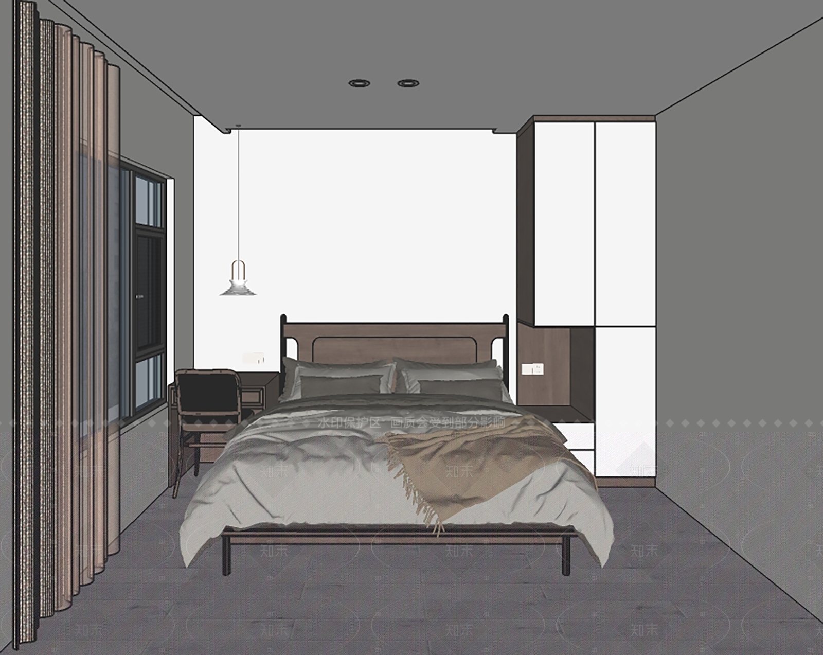 家居卧室SU模型下载【ID:1216044166】