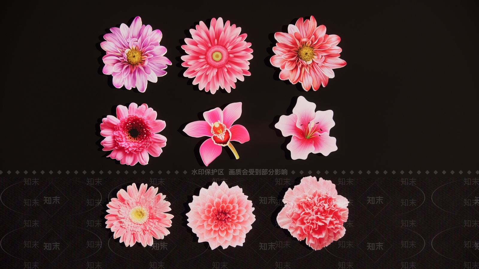 2D手绘唯美小清新花卉花朵植物剪影3D模型下载【ID:1161976589】