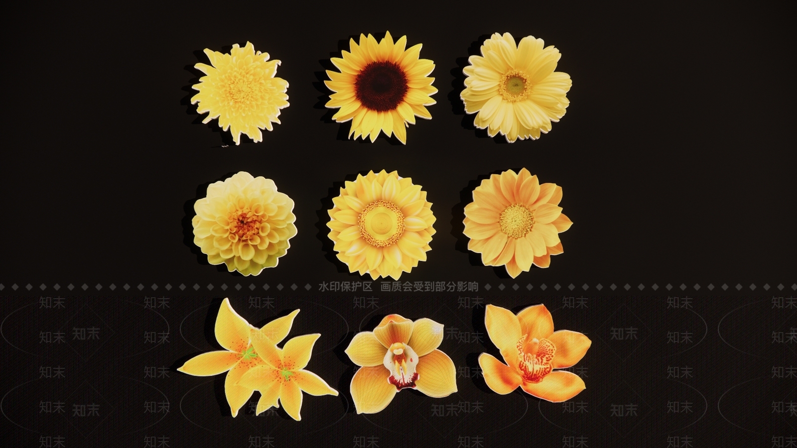 2D手绘唯美小清新花卉花朵植物剪影3D模型下载【ID:1161976870】