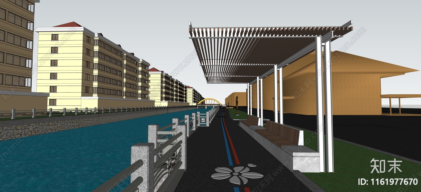 现代滨水景观SU模型下载【ID:1161977670】