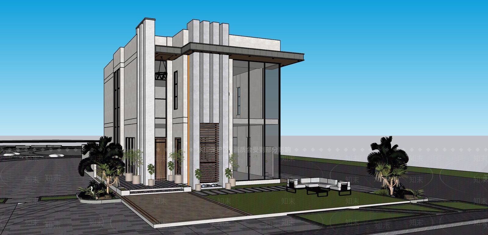 现代农村自建别墅建筑设计SU模型下载【ID:1161978433】