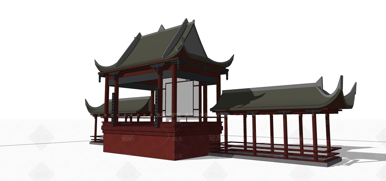 中式古建筑SU模型下载【ID:1161978447】