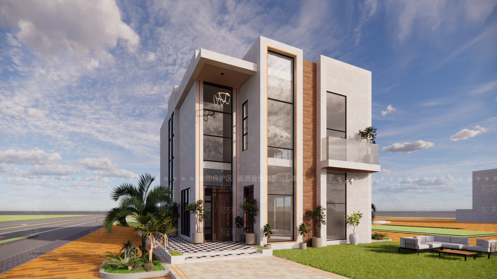 现代农村自建别墅建筑设计SU模型下载【ID:1161981035】