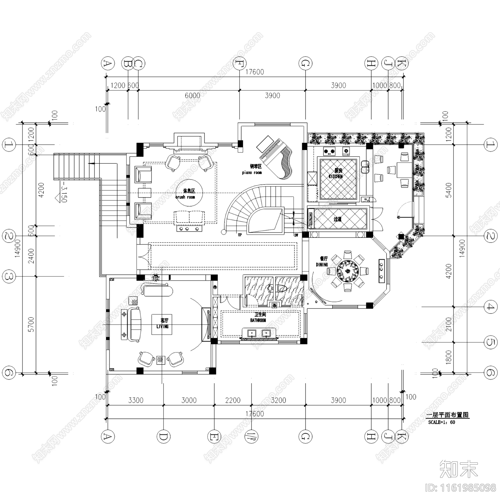 居住主题三层别墅V3C型506室内家装CA施工图下载【ID:1161985098】