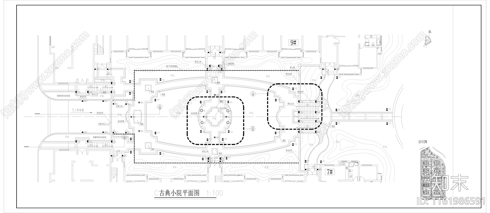 小区楼间距景观平面图施工图下载【ID:1161986591】