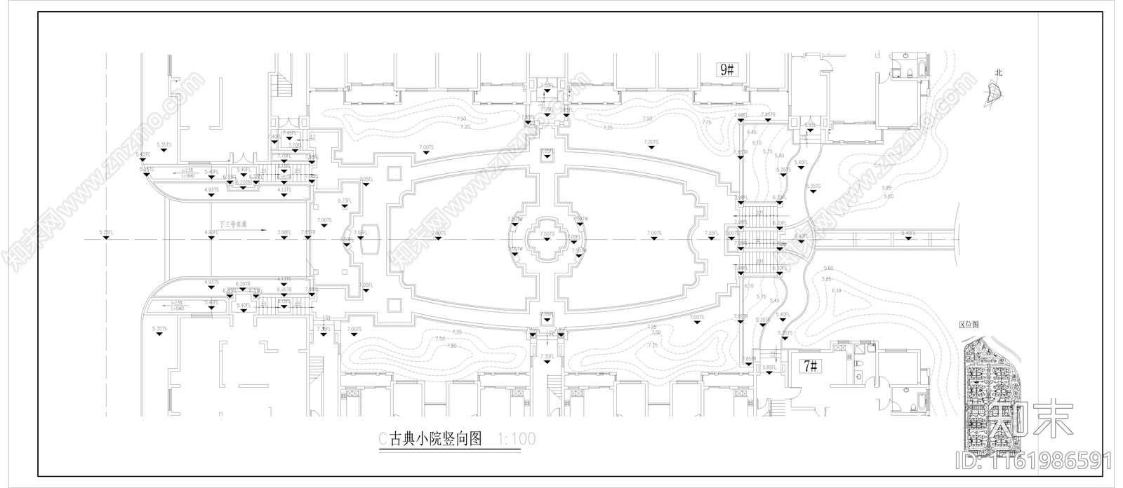 小区楼间距景观平面图施工图下载【ID:1161986591】