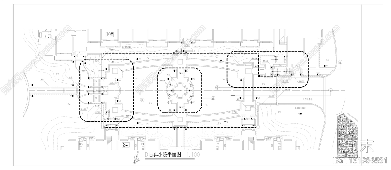 小区楼间距景观平面图施工图下载【ID:1161986591】