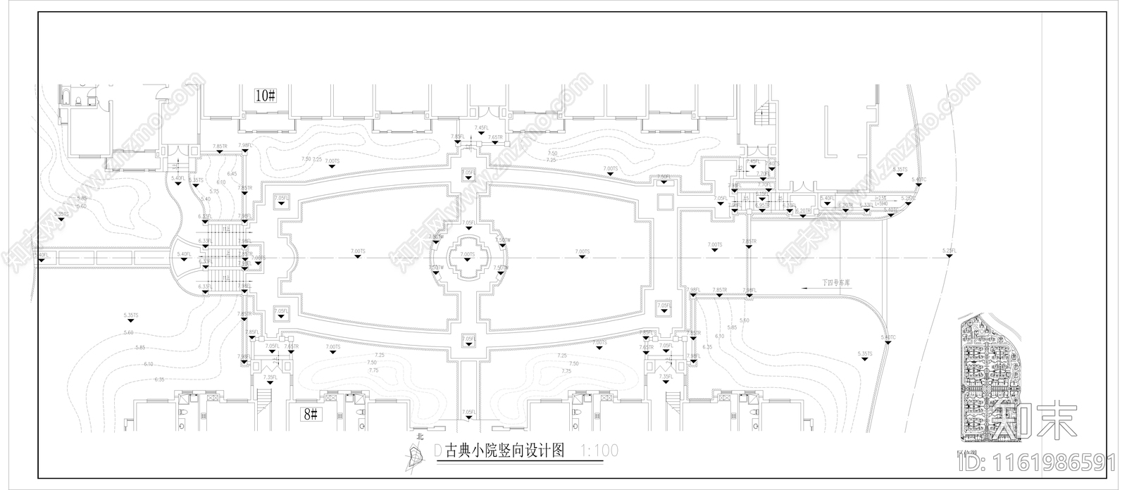 小区楼间距景观平面图施工图下载【ID:1161986591】