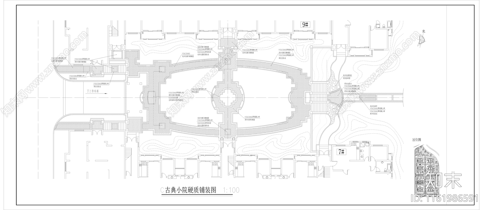 小区楼间距景观平面图施工图下载【ID:1161986591】