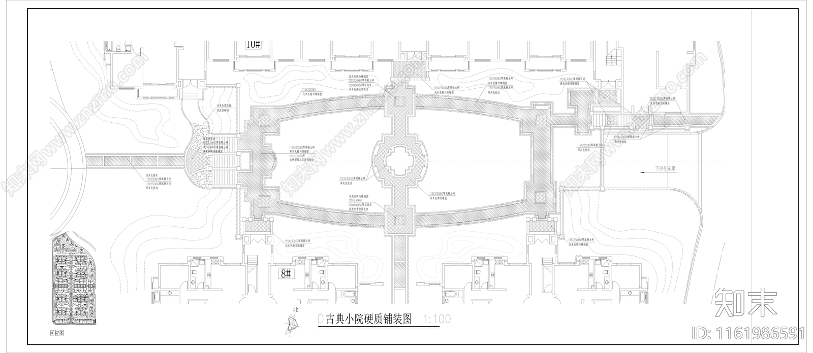 小区楼间距景观平面图施工图下载【ID:1161986591】