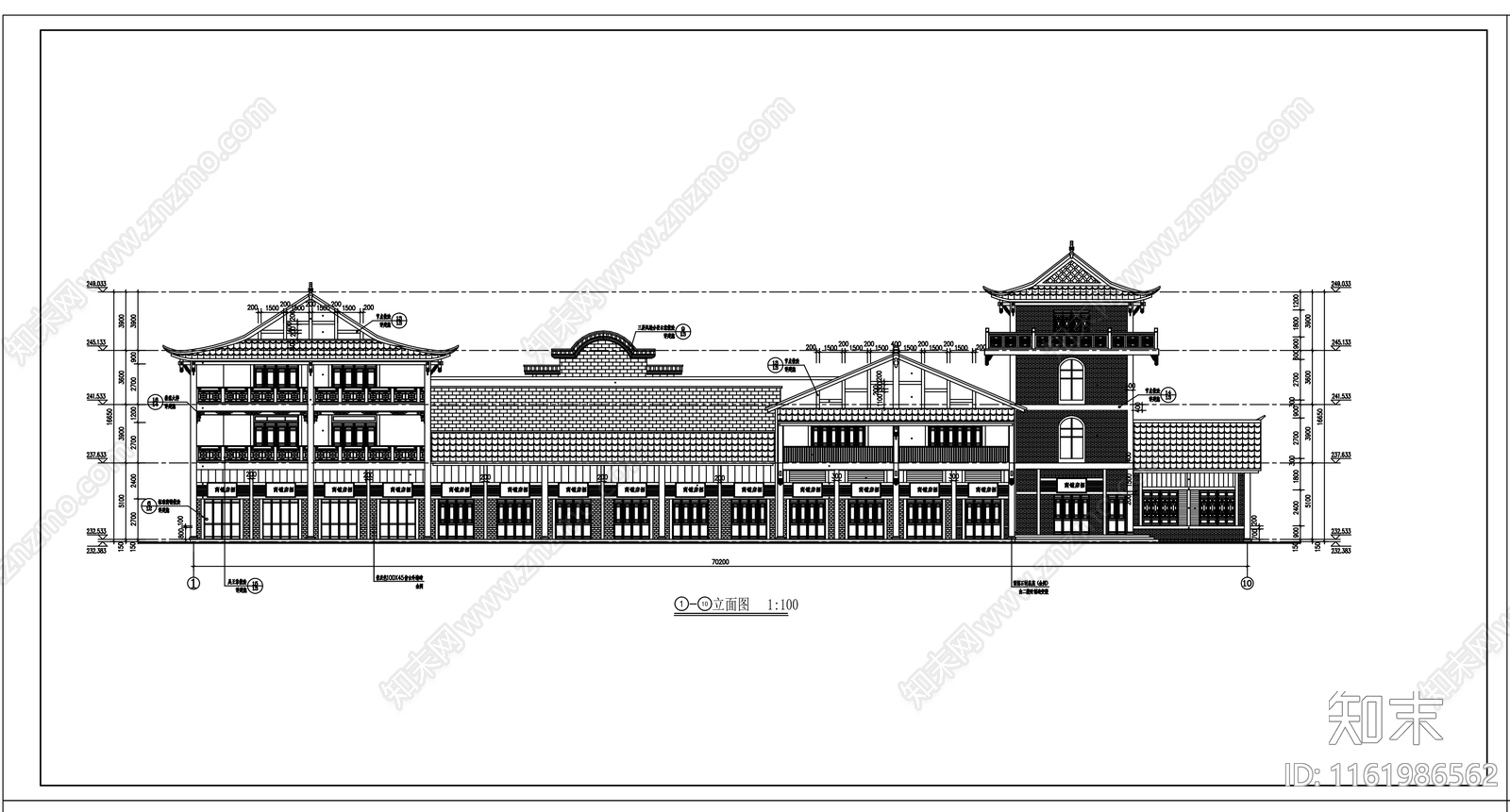 精品古城楼商业街商业综合体景观施工图下载【ID:1161986562】