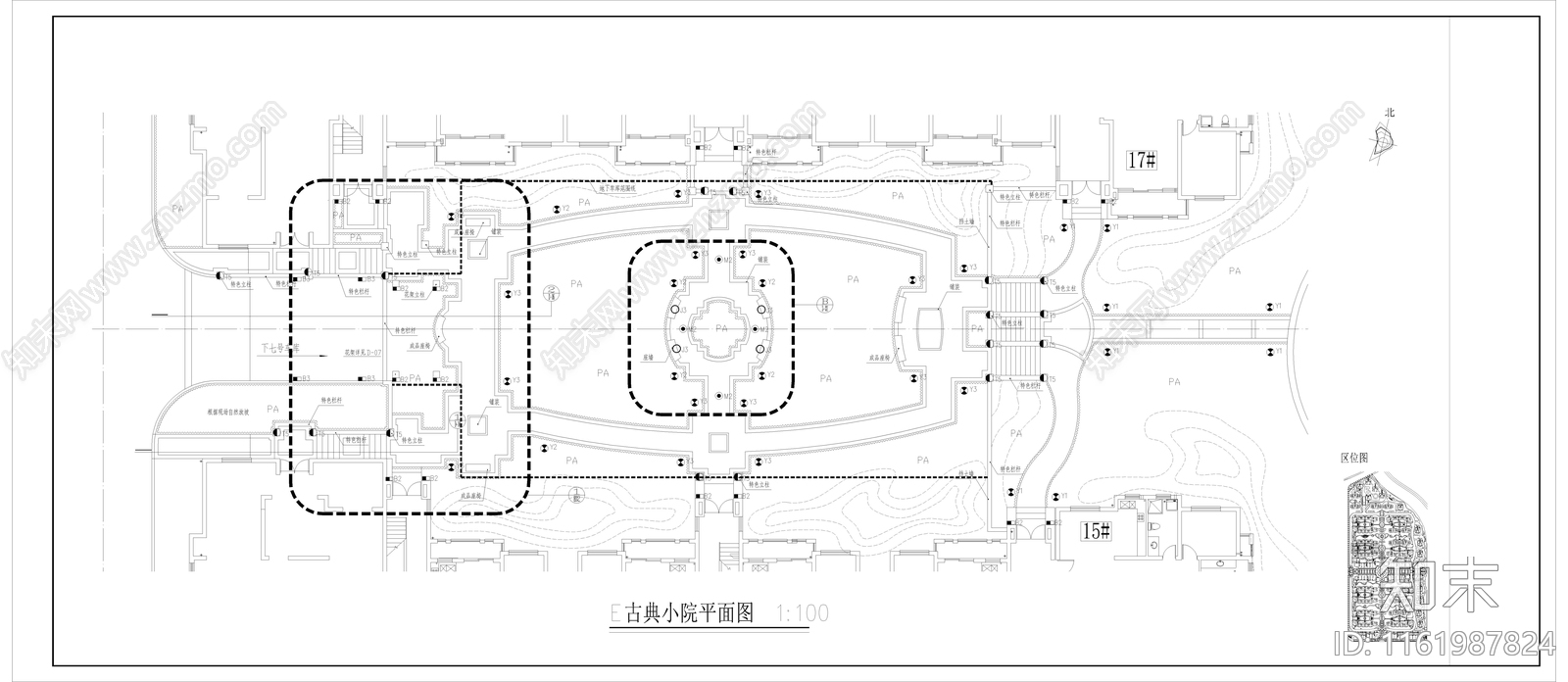 小区楼间距景观平面图cad施工图下载【ID:1161987824】