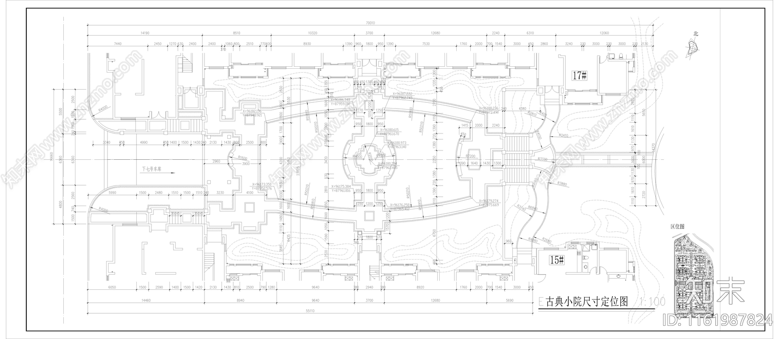 小区楼间距景观平面图cad施工图下载【ID:1161987824】