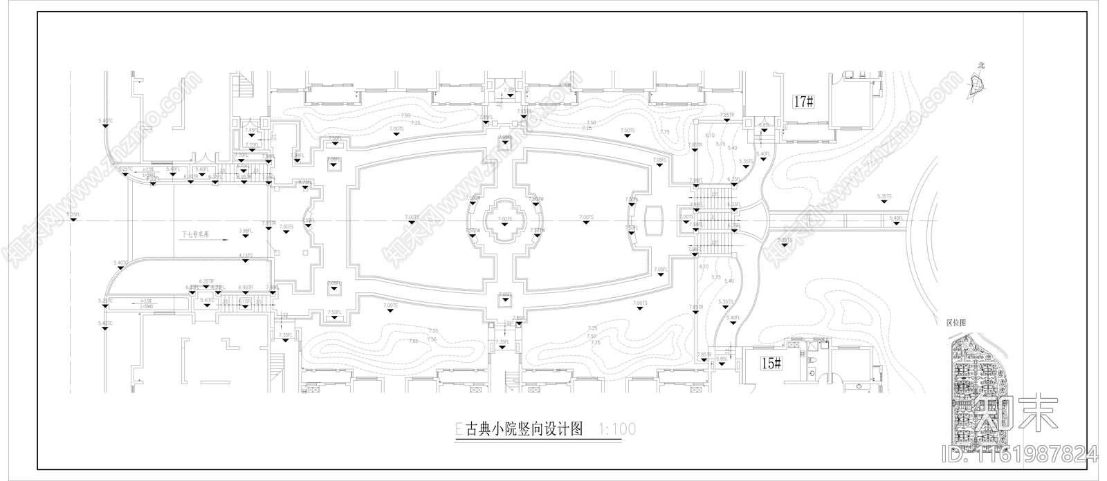 小区楼间距景观平面图cad施工图下载【ID:1161987824】