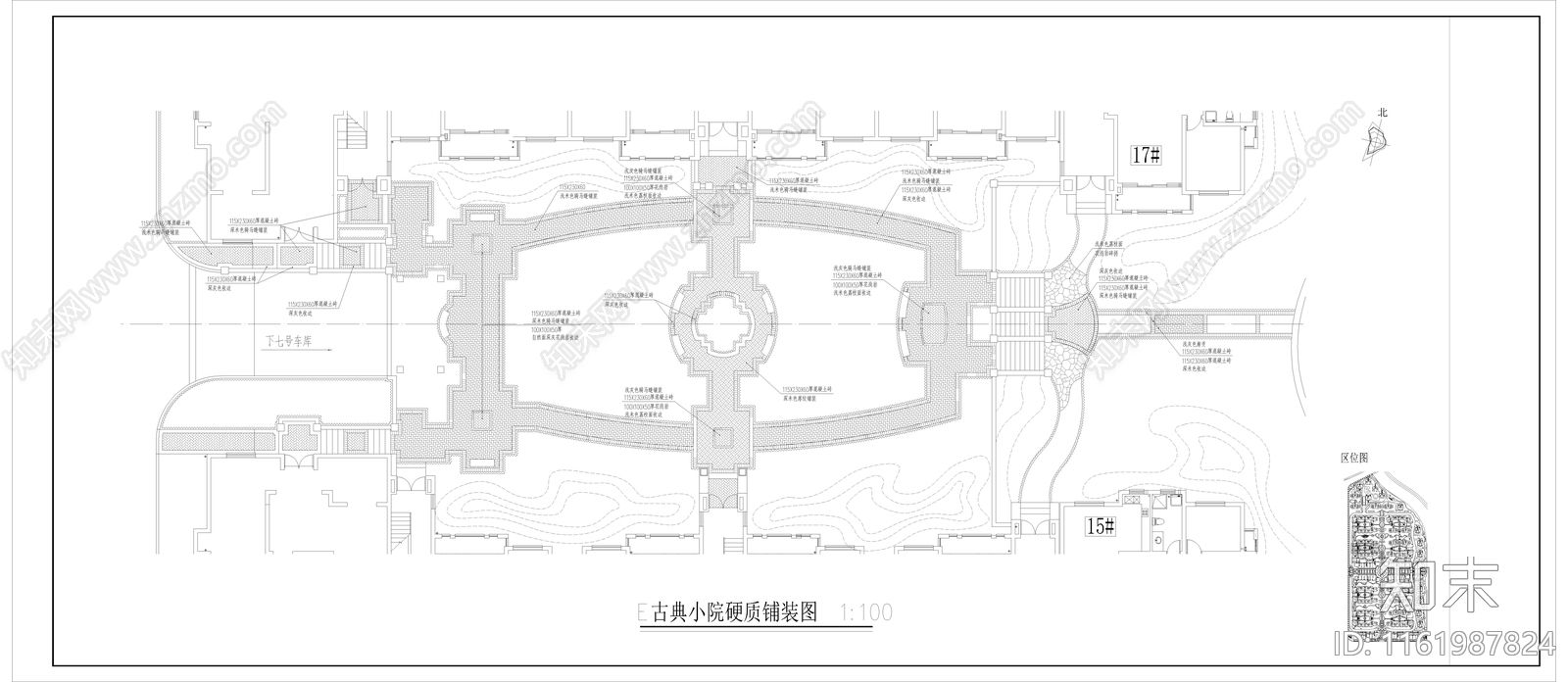 小区楼间距景观平面图cad施工图下载【ID:1161987824】