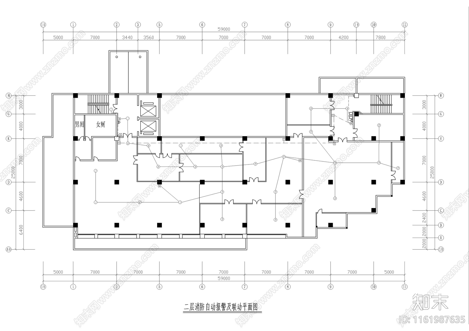 消防自动报警及联动平面图施工图下载【ID:1161987635】