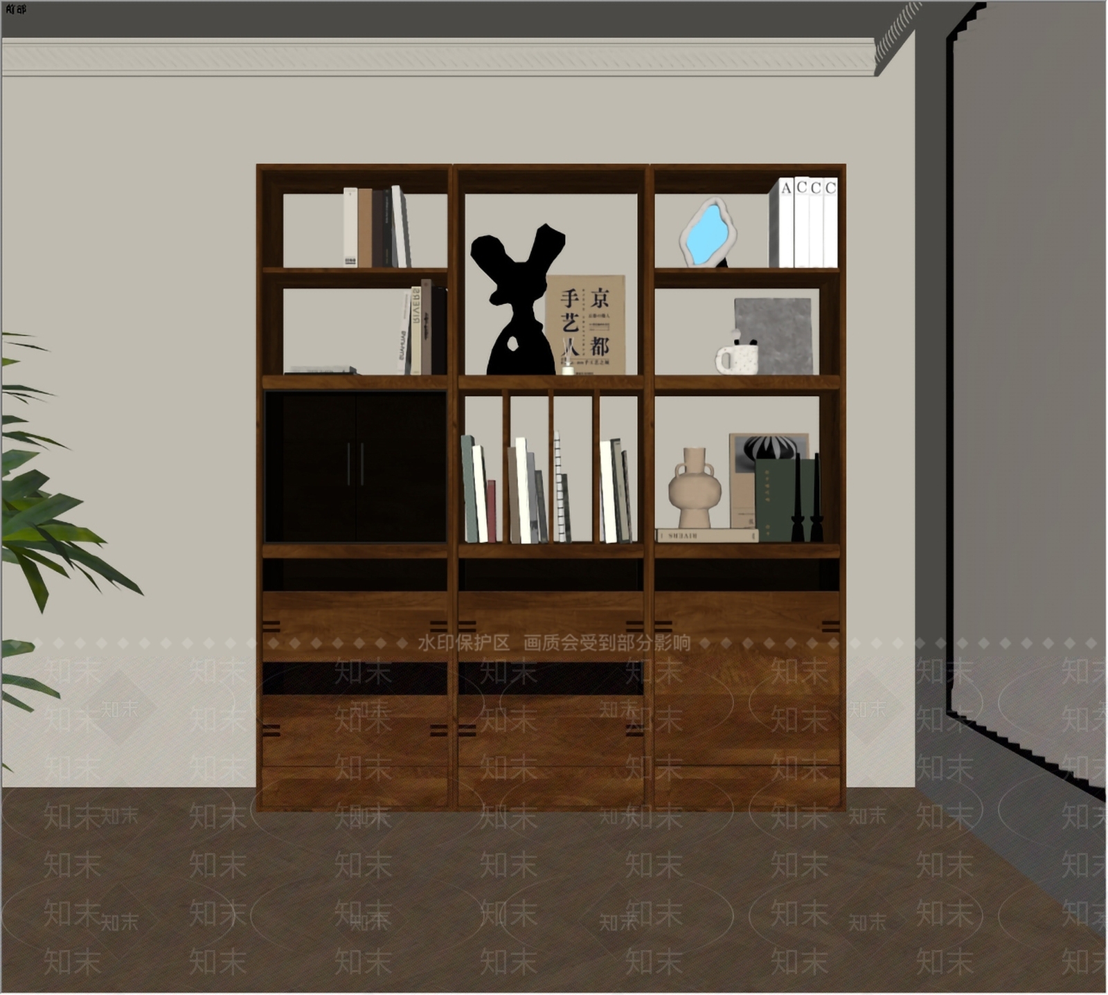 现代中古风储物书柜SU模型下载【ID:1161988441】