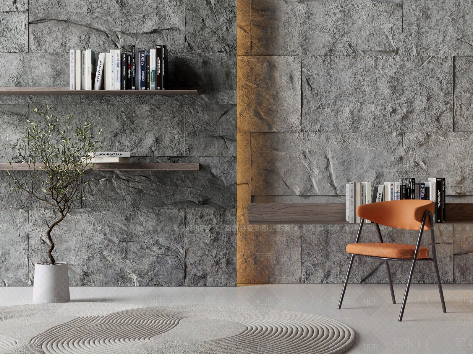 现代石头背景墙3D模型下载【ID:1161988961】