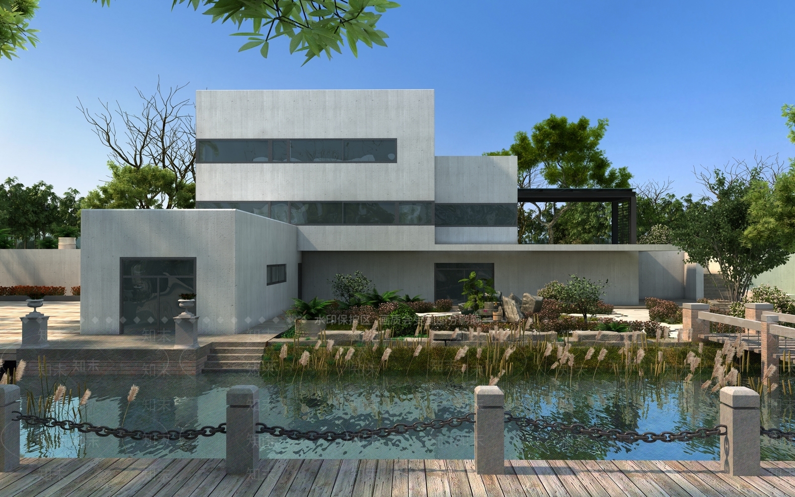 现代别墅建筑3D模型下载【ID:1161989733】