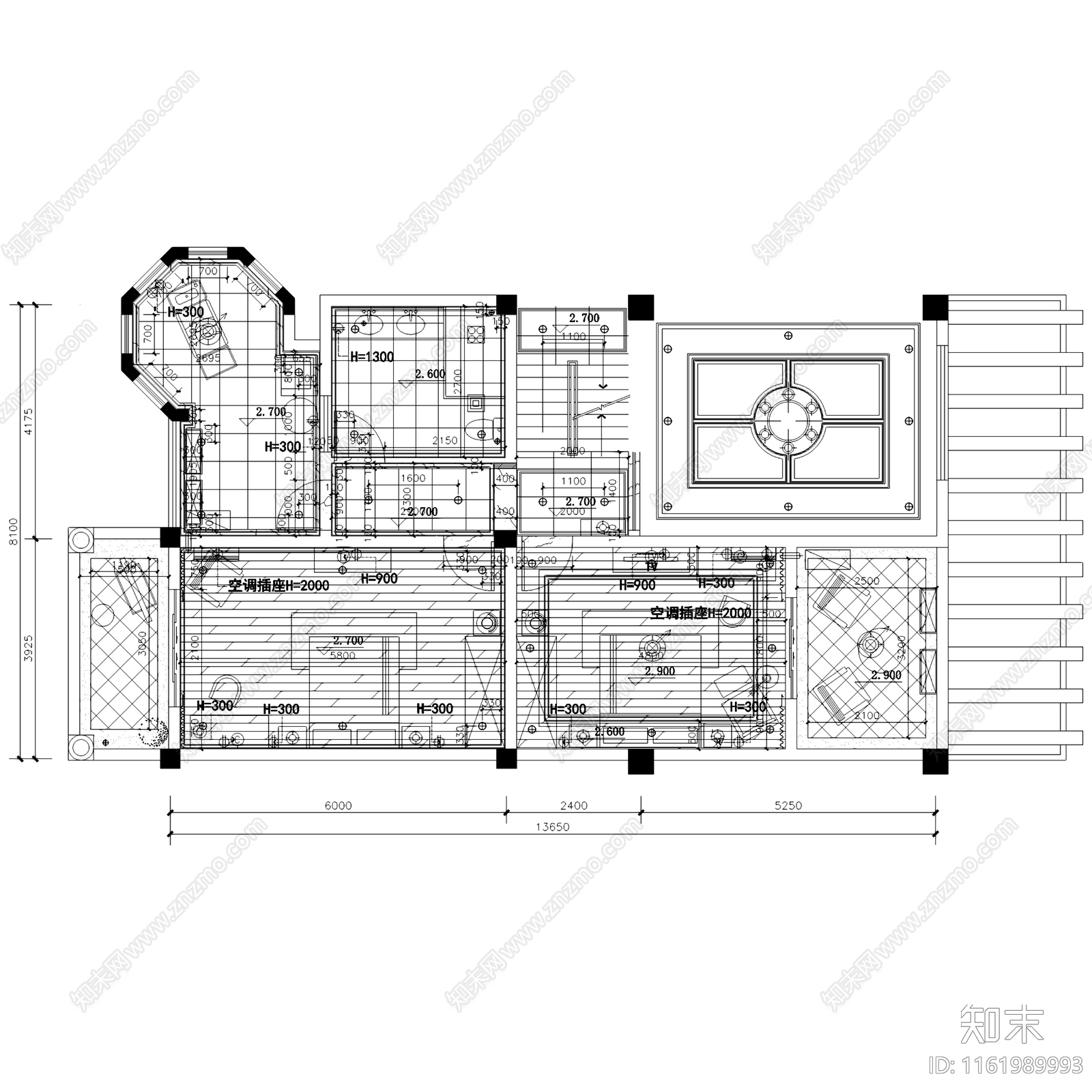 简欧欧式雅安三层别墅样板间室内家装cad施工图下载【ID:1161989993】