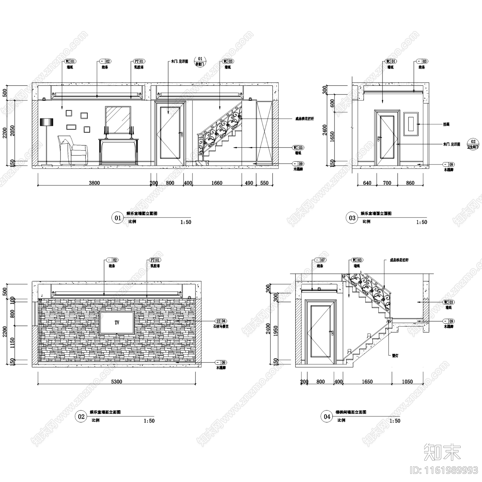 简欧欧式雅安三层别墅样板间室内家装cad施工图下载【ID:1161989993】