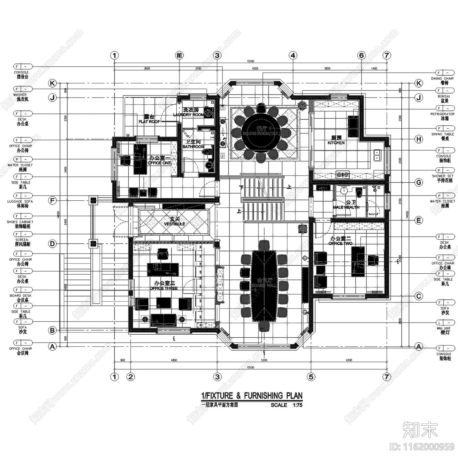 现代简约池州二层别墅职住一体办公住宅室内家装cad施工图下载【ID:1162000959】